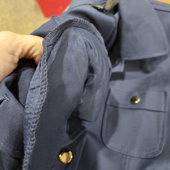 Rafaella Vintage Nautical Blue Stretch Cropped Jacket Shoulder Pads Size 10 - Picture 10 of 12